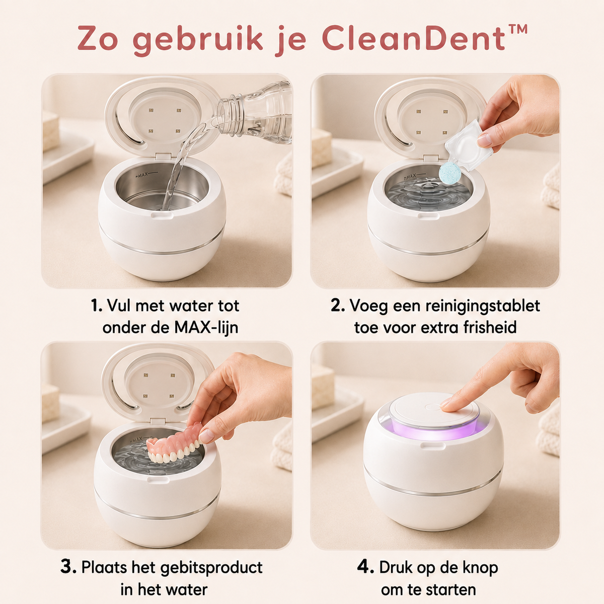 CleanDent™ Ultrasone Gebitsreiniger — Grondige reiniging.