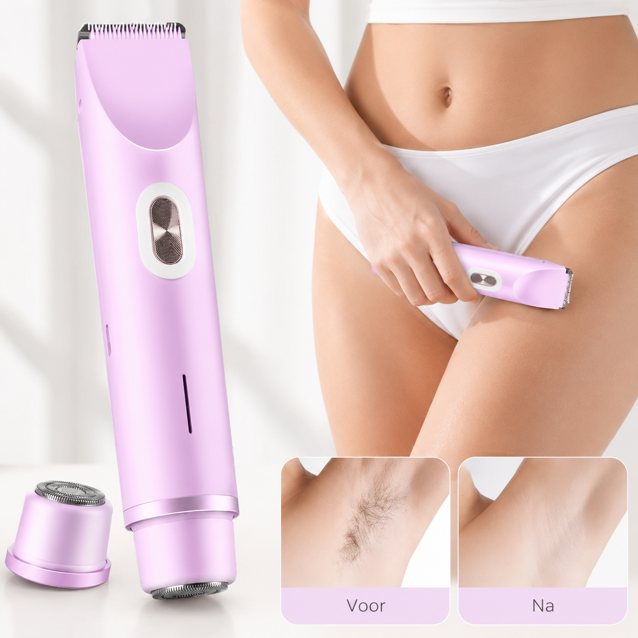 SilkEase™ 2-in-1 Damestrimmer — Voor snel en zacht bijwerken.