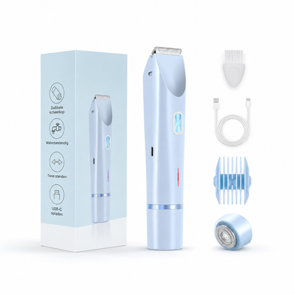 SilkEase™ 2-in-1 Damestrimmer — Voor snel en zacht bijwerken.