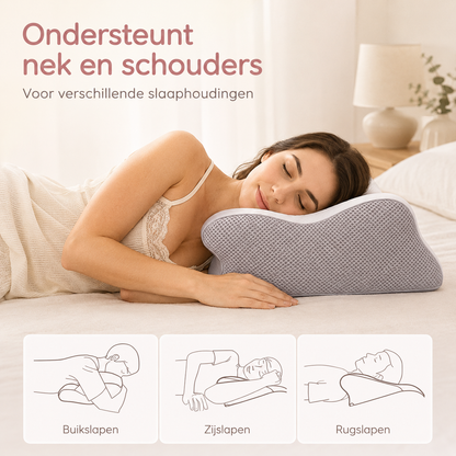 SleepCurve™ Ergonomisch Kussen — Gevormd voor hoofd, nek en schouders.