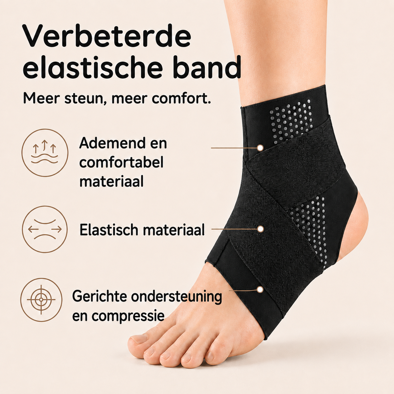 SteadyStep™ Enkelsteun — Verstelbare steun die met je meebeweegt.